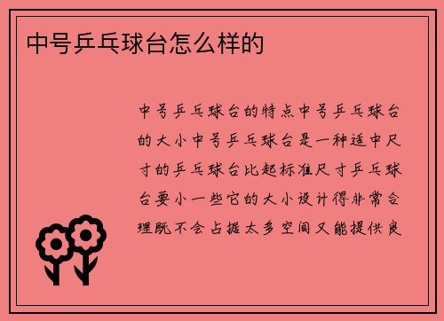 中号乒乓球台怎么样的