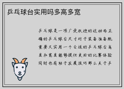 乒乓球台实用吗多高多宽