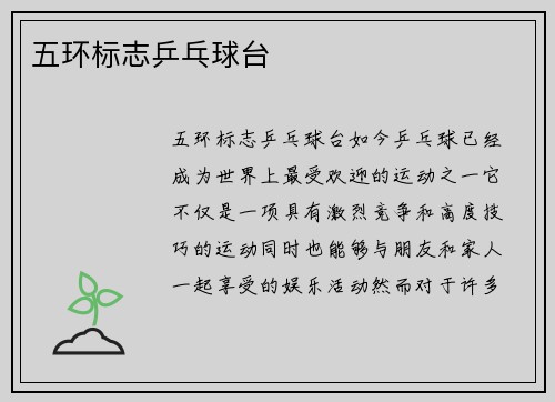 五环标志乒乓球台