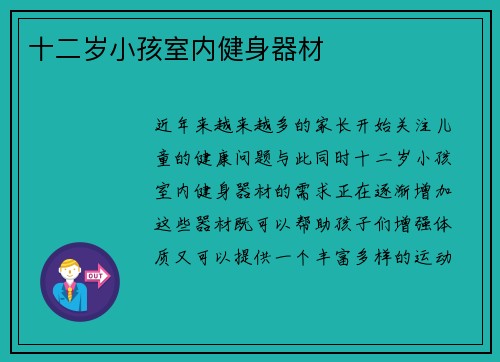 十二岁小孩室内健身器材