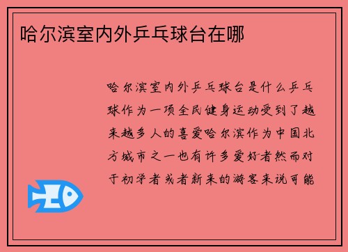 哈尔滨室内外乒乓球台在哪